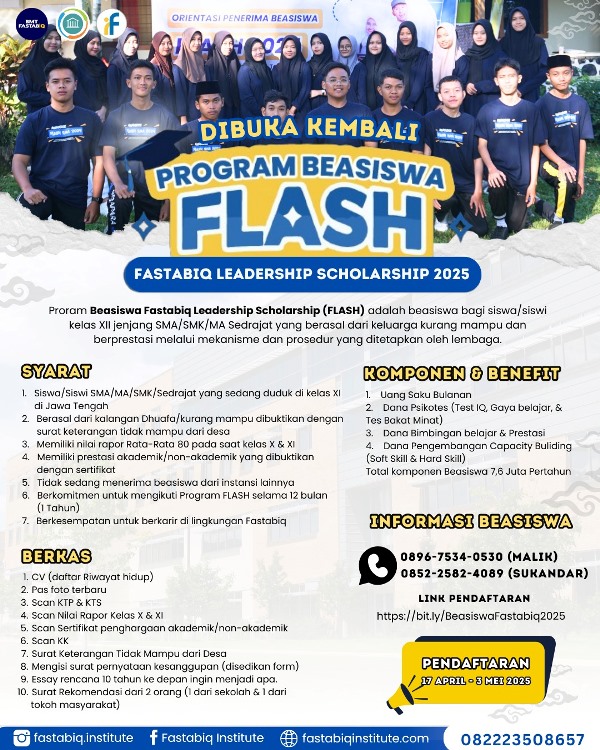 Pendaftaran Program Beasiswa FLASH SMA Angkatan Ke-3 Tahun 2025